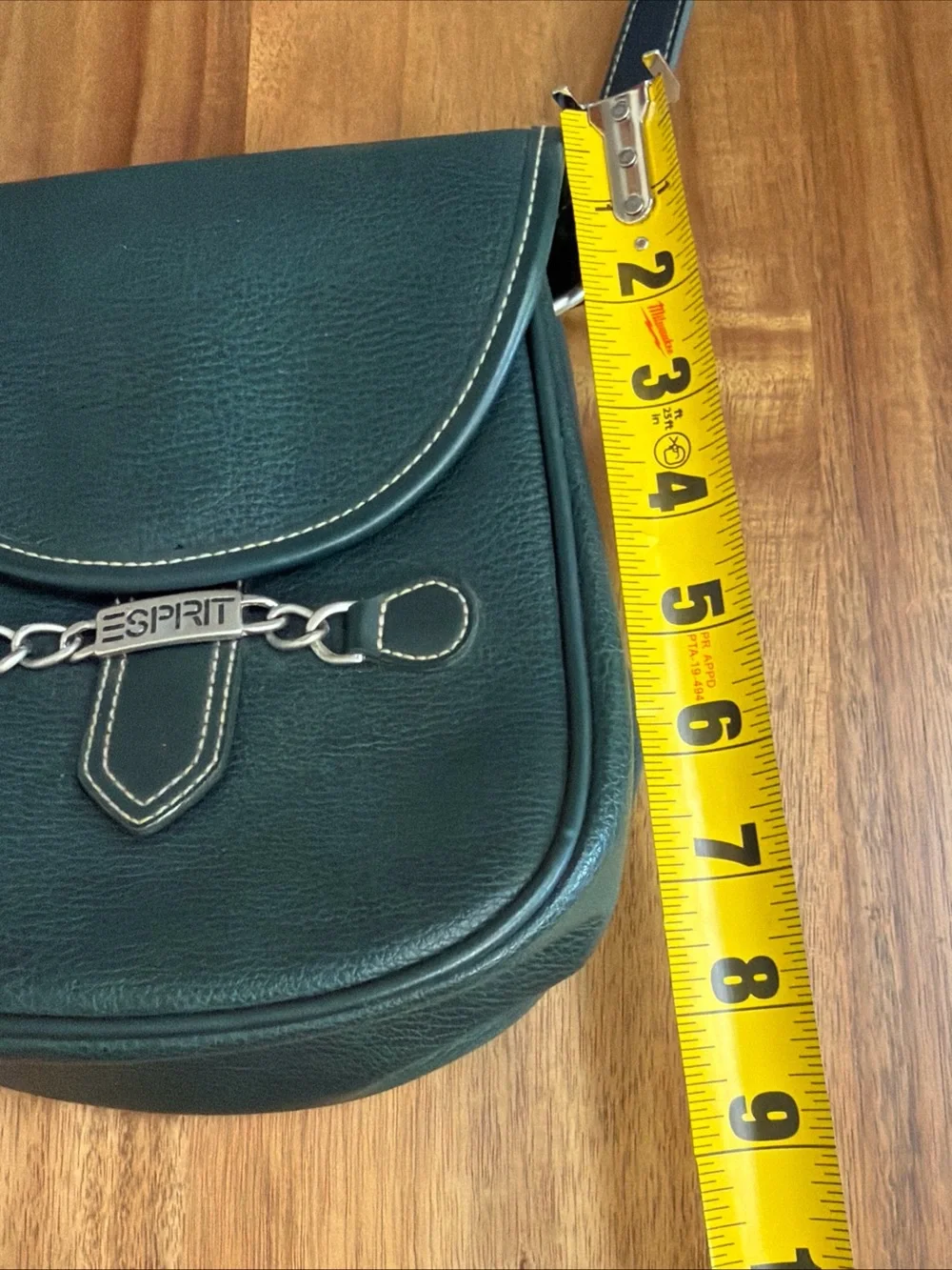 Vintage ESPRIT Forest Green Leather Saddle Crossbody Bag Horsebit Accent 90s